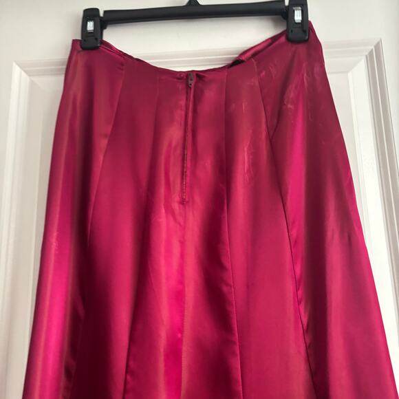 Vintage 90s Zum Zum Satin Maxi Skirt Jewel Tone Red/Pink Formal Small Whimsical - Picture 11 of 13